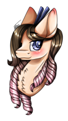 Size: 565x1000 | Tagged: safe, artist:inspiredpixels, oc, oc only, oc:dusk dream, pony, blushing, bust, female, looking at you, mare, portrait, simple background, smiling, solo, transparent background