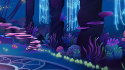 Size: 1920x1080 | Tagged: safe, fish, g4, my little pony: the movie, background, bubble, coral, glowing, light, liminal space, no pony, ocean, reef, scenery, seaquestria, seaweed, sparkles, throne room, underwater, water