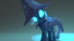 Size: 3840x2160 | Tagged: safe, artist:shastro, trixie, pony, g4, 3d, blender, female, glowing eyes, high res, solo