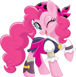 Size: 977x983 | Tagged: safe, pinkie pie, earth pony, pony, g4, my little pony: the movie, bandana, clothes, female, mare, one eye closed, pirate, pirate pinkie pie, simple background, solo, transparent background, wink