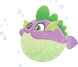 Size: 796x687 | Tagged: safe, spike, puffer fish, g4, my little pony: the movie, inflation, male, simple background, solo, species swap, spike the pufferfish, transparent background