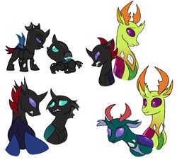 Size: 4797x4331 | Tagged: safe, artist:chub-wub, pharynx, thorax, changedling, changeling, nymph, g4, to change a changeling, absurd resolution, brothers, bust, changedling brothers, cute, duo, duo male, fangs, king thorax, male, prince pharynx, simple background, white background