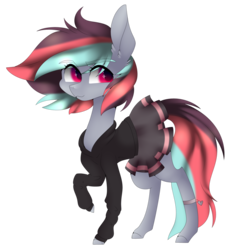 Size: 1024x1119 | Tagged: safe, artist:hyshyy, oc, oc only, oc:estelle, earth pony, pony, clothes, cute, female, mare, raised hoof, shirt, simple background, skirt, skirt lift, solo, transparent background