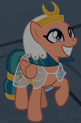 Size: 570x860 | Tagged: safe, screencap, somnambula, pegasus, pony, daring done?, g4, cropped, cute, female, grin, looking up, mare, raised hoof, smiling, solo, somnambetes, squee