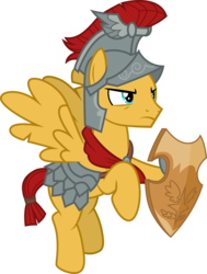 Size: 3001x3976 | Tagged: safe, artist:cloudy glow, flash magnus, pegasus, pony, campfire tales, g4, armor, cape, clothes, helmet, high res, male, netitus, shield, simple background, solo, stallion, transparent background, vector