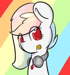 Size: 2167x2319 | Tagged: safe, artist:mintysketch, oc, oc only, pony, abstract background, bust, headphones, high res, tongue out