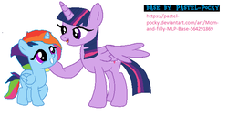 Size: 632x322 | Tagged: safe, twilight sparkle, oc, oc:rainbow sparkle, alicorn, pony, g4, female, filly, magical lesbian spawn, offspring, parent:rainbow dash, parent:twilight sparkle, parents:twidash, twilight sparkle (alicorn)