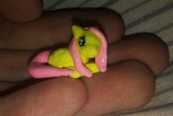 Size: 802x540 | Tagged: safe, artist:anxiouslilnerd, artist:oceanmoon-spirit, fluttershy, pegasus, pony, g4, auction, craft, for sale, irl, photo, sculpture, solo, tiny, traditional art
