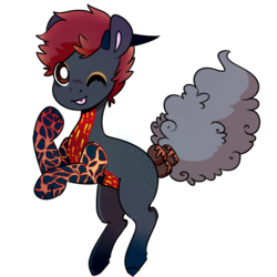 Size: 1000x1000 | Tagged: safe, artist:cinnamonsparx, oc, oc only, original species, pony, bottle butt, male, one eye closed, simple background, solo, transparent background, wink