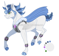Size: 1000x950 | Tagged: safe, artist:bijutsuyoukai, oc, oc only, oc:ironwood, hybrid, pony, unicorn, cape, clothes, cloven hooves, curved horn, digital art, horn, interspecies offspring, magical gay spawn, male, next generation, offspring, parent:king aspen, parent:king sombra, signature, simple background, solo, stallion, transparent background, watermark