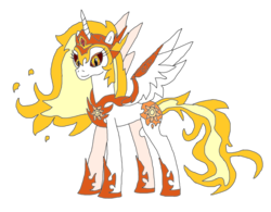 Size: 1000x778 | Tagged: safe, artist:supahdonarudo, daybreaker, alicorn, pony, g4, armor, concave belly, female, fiery mane, fiery tail, helmet, hoof shoes, mare, peytral, princess shoes, simple background, slender, spread wings, thin, transparent background, wing armor, wings