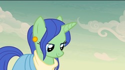 Size: 1536x862 | Tagged: safe, screencap, nile faras, pony, unicorn, daring done?, g4, background pony, bedroom eyes, character named in the comments, cute, ear clip, female, lidded eyes, mare, name suggestion in the comments, solo, somnambula resident