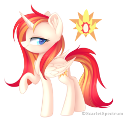 Size: 2920x2742 | Tagged: safe, artist:scarlet-spectrum, oc, oc only, alicorn, pony, alicorn oc, commission, cutie mark background, female, high res, mare, raised hoof, simple background, solo, transparent background