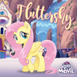Size: 300x300 | Tagged: safe, angel bunny, fluttershy, pony, g4, my little pony: the movie, official, animated, bandana, bloomers, cute, gif, my little pony logo, pirate fluttershy, puffy sleeves, seaponified, seapony fluttershy, shyabetes, species swap, transformation, wing twitch