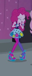 Size: 212x507 | Tagged: safe, screencap, pinkie pie, equestria girls, g4, my little pony equestria girls: rainbow rocks, clothes, eyes closed, female, high heels, pantyhose, rainbow rocks outfit, shoes, skirt, solo