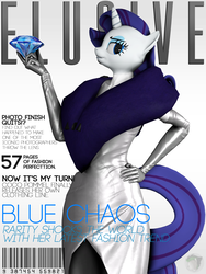 Size: 2400x3200 | Tagged: safe, artist:blackspoiler, rarity, anthro, g4, 3d, clothes, diamond, dress, elusive issue series, fancy, fashion, high res, magazine, magazine cover, photoshop, source filmmaker, text