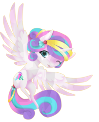 Size: 2014x2480 | Tagged: safe, artist:oneiria-fylakas, princess flurry heart, alicorn, pony, g4, chibi, female, high res, older, older flurry heart, one eye closed, simple background, solo, transparent background, wink
