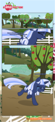Size: 1919x4225 | Tagged: safe, artist:estories, oc, oc only, oc:silverlay, original species, pony, umbra pony, unicorn, comic:a(pple)ffection, comic, crying, female, mare, running, solo, sweet apple acres