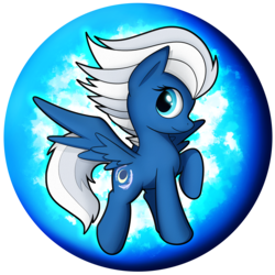 Size: 2539x2539 | Tagged: safe, artist:flamevulture17, night glider, pegasus, pony, g4, commission, female, high res, mare, orb, raised hoof, smiling, solo, spread wings, wings