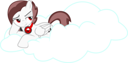 Size: 6523x3218 | Tagged: safe, artist:hornflakes, oc, oc only, oc:scarlet blitz, pegasus, pony, absurd resolution, cloud, female, headphones, mare, simple background, solo, transparent background, vector