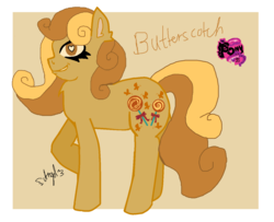 Size: 1396x1134 | Tagged: safe, artist:darkangelpuppet01, butterscotch (g1), butterscotch (g3), earth pony, pony, g1, g3, g4, eyeshadow, female, g1 to g4, g3 to g4, generation leap, heart eyes, makeup, solo, wingding eyes