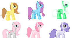 Size: 1140x602 | Tagged: safe, artist:fmaluver01, blossom, blue belle, butterscotch (g1), cotton candy (g1), minty (g1), snuzzle, g1, g4, g1 to g4, generation leap, original six