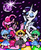 Size: 286x349 | Tagged: safe, artist:gingerfoxy, edit, pinkie pie, rarity, earth pony, fairy, pony, unicorn, pony comic generator, g4, anatomically incorrect, cirno, clothes, crossover, daiyousei, disco, disco ball, disco dance, eyes closed, female, incorrect leg anatomy, mare, rumia, sunglasses, touhou