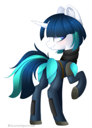 Size: 2078x2881 | Tagged: safe, artist:scarlet-spectrum, oc, oc only, oc:dragonfire, pony, unicorn, fallout equestria, fallout equestria: child of the stars, clothes, commission, female, high res, looking back, mare, raised hoof, simple background, solo, transparent background, underhoof