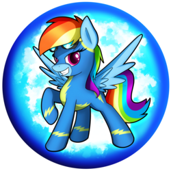Size: 2539x2539 | Tagged: safe, artist:flamevulture17, rainbow dash, pegasus, pony, g4, clothes, female, high res, looking at you, mare, orb, raised hoof, smiling, solo, uniform, wonderbolts uniform