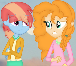 Size: 837x728 | Tagged: artist needed, safe, edit, editor:theodysseyedits, pear butter, windy whistles, equestria girls, g4, parental glideance, the perfect pear, base used, crossed arms, equestria girls-ified, eye clipping through hair, eyebrows, eyebrows visible through hair, moon