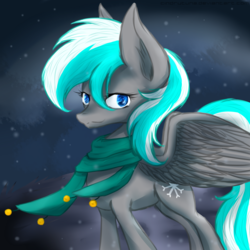 Size: 2800x2800 | Tagged: safe, artist:cindrytuna, oc, oc only, pegasus, pony, clothes, high res, scarf, solo