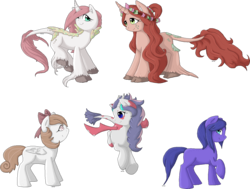 Size: 1324x1003 | Tagged: safe, artist:violentdreamsofmine, oc, oc only, oc:natura, oc:sugar rush, oc:twin lily, earth pony, kirin, pegasus, pony, cloven hooves, female, mare, simple background, transparent background