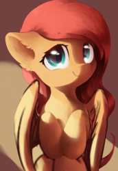 Size: 667x971 | Tagged: safe, artist:freeedon, fluttershy, pegasus, pony, g4, cute, daaaaaaaaaaaw, female, hooves to the chest, looking at you, mare, shyabetes, smiling, solo, wings