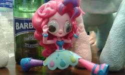 Size: 1024x616 | Tagged: safe, photographer:aemantaslim, pinkie pie, equestria girls, g4, doll, equestria girls minis, eqventures of the minis, googly eyes, irl, photo, rainbow rocks outfit, silly human, toy