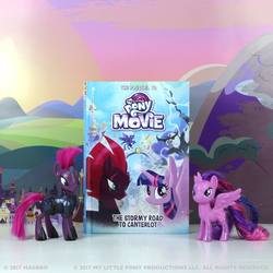 Size: 1080x1080 | Tagged: safe, storm king, tempest shadow, twilight sparkle, alicorn, pony, beyond equestria, g4, my little pony: the movie, the prequel to my little pony: the movie: the stormy road to canterlot, book, book cover, broken horn, cover, eye scar, horn, irl, photo, scar, toy, twilight sparkle (alicorn)