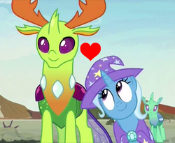 Size: 848x694 | Tagged: safe, edit, edited screencap, screencap, soupling, thorax, trixie, changedling, changeling, g4, to change a changeling, female, heart, king thorax, male, shipping, straight, thoraxie