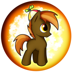 Size: 2539x2539 | Tagged: safe, artist:flamevulture17, button mash, earth pony, pony, g4, colt, foal, hat, high res, male, orb, propeller hat, smiling, solo