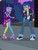 Size: 404x538 | Tagged: safe, screencap, flash sentry, twilight sparkle, equestria girls, g4, my little pony equestria girls: rainbow rocks, clothes, coughing, cropped, eyes closed, high heels, jacket, pants, pantyhose, rainbow rocks outfit, shoes, skirt, sneakers