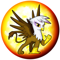 Size: 2539x2539 | Tagged: safe, artist:flamevulture17, gilda, griffon, g4, claws, commission, female, high res, leonine tail, looking at you, smiling, solo