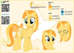 Size: 2200x1573 | Tagged: safe, artist:arifproject, oc, oc only, oc:favourite, alicorn, pony, derpibooru, alicorn oc, derpibooru ponified, meta, ponified, qr code, reference sheet, simple background, solo, transparent background, vector