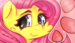 Size: 3480x2000 | Tagged: safe, artist:woofmaple, fluttershy, pony, g4, blue eyes, bust, female, high res, portrait, simple background, solo