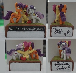 Size: 1431x1375 | Tagged: safe, artist:ubrosis, apple bloom, scootaloo, sweetie belle, pony, g4, autograph, cutie mark crusaders, sculpture, traditional art