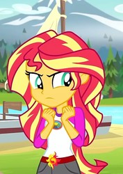 Size: 511x720 | Tagged: safe, screencap, sunset shimmer, equestria girls, g4, my little pony equestria girls: legend of everfree, camp everfree outfits, cropped, female, solo