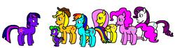 Size: 1902x522 | Tagged: safe, artist:samueljcollins1990, applejack, fluttershy, pinkie pie, rainbow dash, rarity, spike, twilight sparkle, dragon, g4, angry, mane seven, mane six, sad, simple background, upset, white background