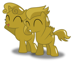 Size: 1692x1430 | Tagged: safe, artist:meandmyideas, rumble, sweetie belle, pegasus, pony, unicorn, g4, ^^, colt, eyes closed, female, filly, horn, luster dust, luster dust-ified, male, ship:rumbelle, shipping, simple background, smiling, straight, sweetie gold, transparent background, vector