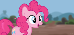 Size: 2250x1080 | Tagged: safe, artist:noah-x3, pinkie pie, earth pony, pony, g4, female, happy, heart, show accurate, solo