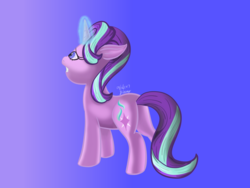 Size: 1600x1200 | Tagged: safe, artist:bleuey, starlight glimmer, pony, g4, female, glowing horn, gradient background, horn, magic, solo, telekinesis