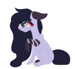 Size: 1024x941 | Tagged: safe, artist:hyshyy, oc, oc only, oc:button stitch, earth pony, pony, female, heterochromia, mare, simple background, sitting, solo, transparent background
