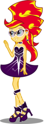 Size: 3097x8708 | Tagged: safe, artist:atomicmillennial, sunset shimmer, equestria girls, g4, absurd resolution, alternate hairstyle, clothes, dress, female, glasses, high heels, shoes, simple background, solo, transparent background