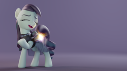 Size: 1920x1080 | Tagged: safe, alternate version, artist:therealdjthed, coloratura, earth pony, pony, g4, 3d, 3d model, blender, blender cycles, cycles render, female, mare, model:djthed, raised hoof, rara, singing, smiling, solo, wallpaper